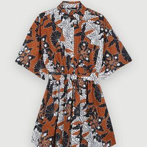 Maje Printed Cotton Voile Shirt Dress